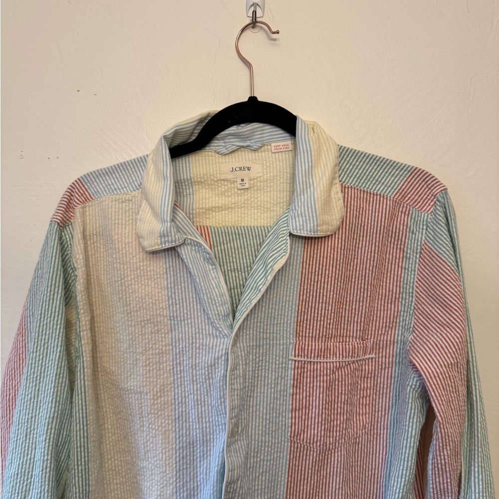 J. Crew Multi-Colored Seersucker Pajama set - size medium